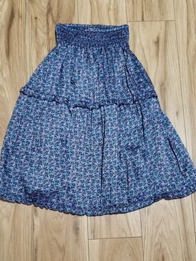 10×$13!!🔴Zara Blue Multicolor Floral Smocked Waist Skirt